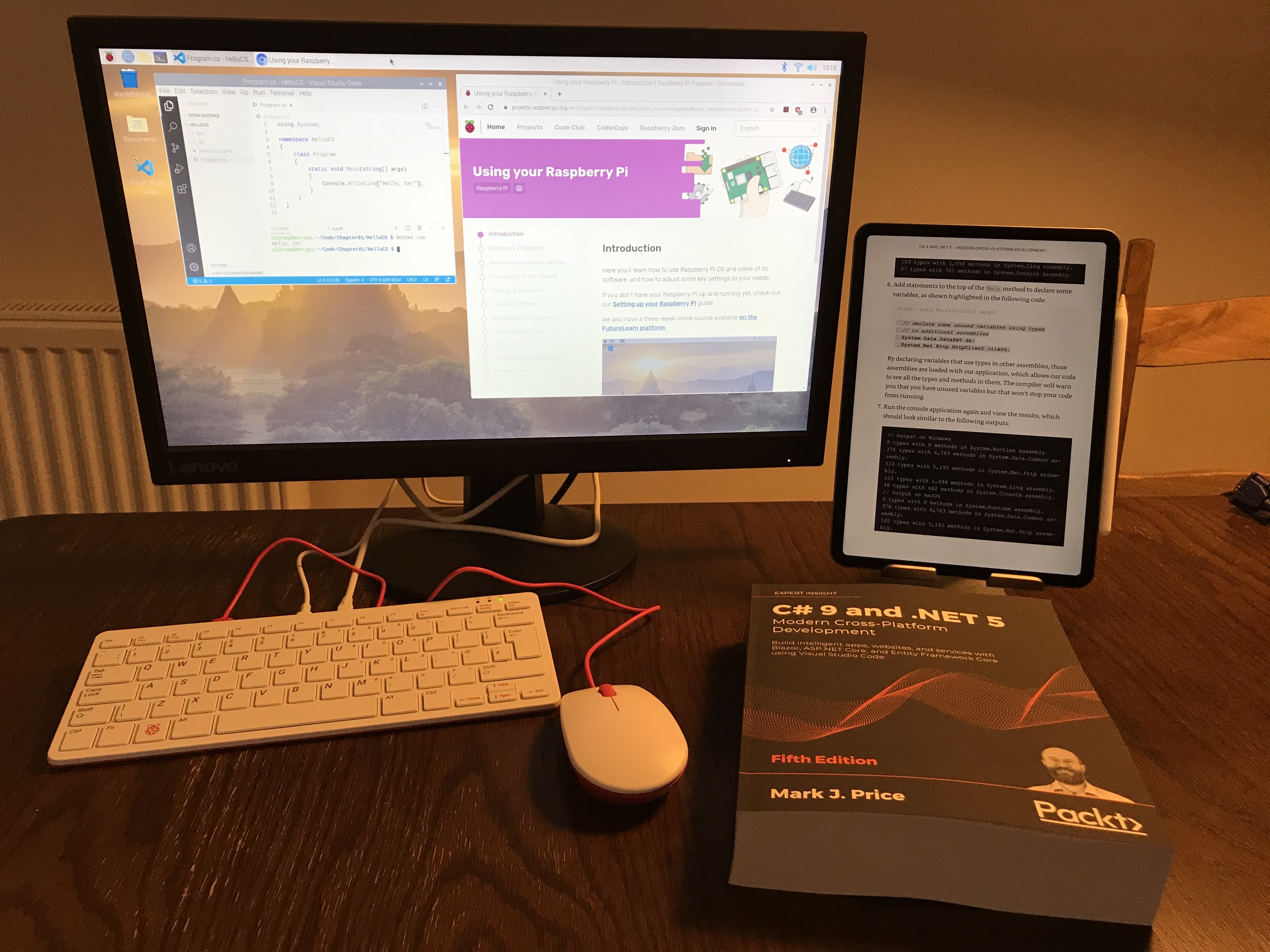 Raspberry Pi 400 with Ubuntu Desktop 64-bit and Visual Studio Code