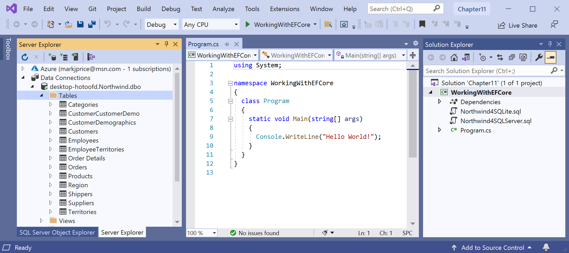 13 tables in Northwind database